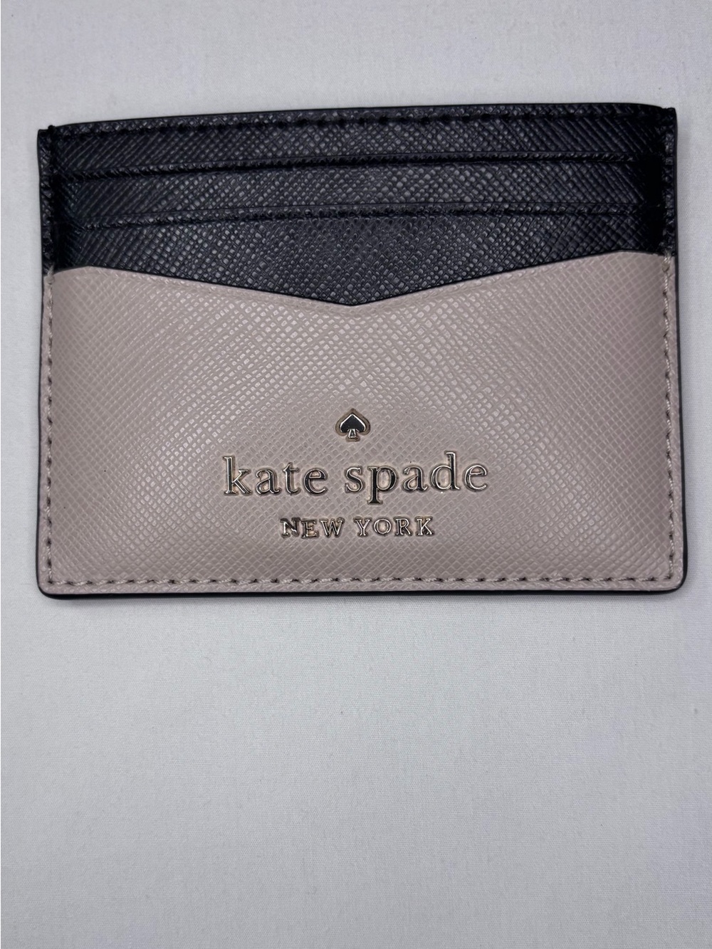 kate spade Black and Beige Two-Tone Leather Cardholder